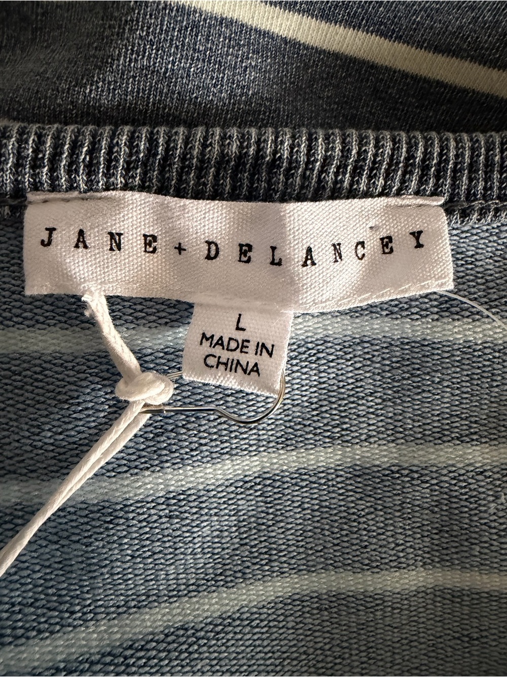 Striped Nautical Henley Sweatshirt Cotton Blue White Women’s Large - Picture 4 of 14